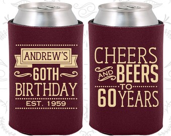60th Birthday (C20001) 60th Birthday Favors, Adult Birthday, Cheers to 60 Years, Cheers and Beers, Party Favors