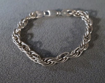 Vintage Sterling Silver Italian Made Multi Woven Rolled Link Chain Bracelet **RL