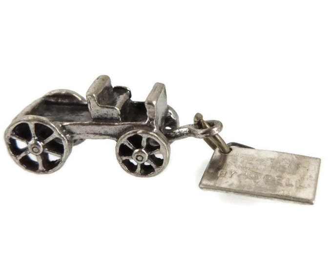 Sterling Silver Wagon Charm, Bell Sterling Charm, Vintage 3D Charm, Rawhide Arizona Pendant