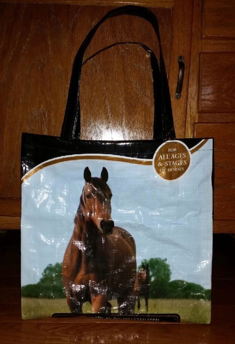 Recycled Feed Bag Tote Bag Horse Equine repurposed