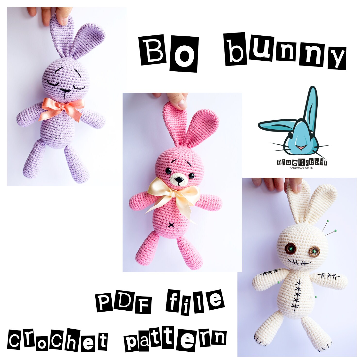 Bo Bunny amigurumi crochet pattern. Basic pattern pink