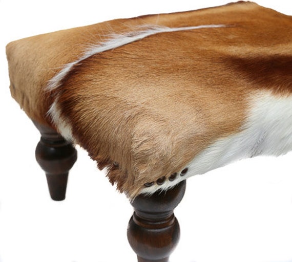 Springbok Footstool Stool Cowhide Cow Hide Fur African