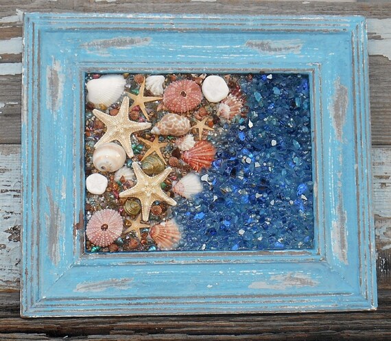 Mixed Media Seashell Art Seashell Wall Decor Beach by LookandSea