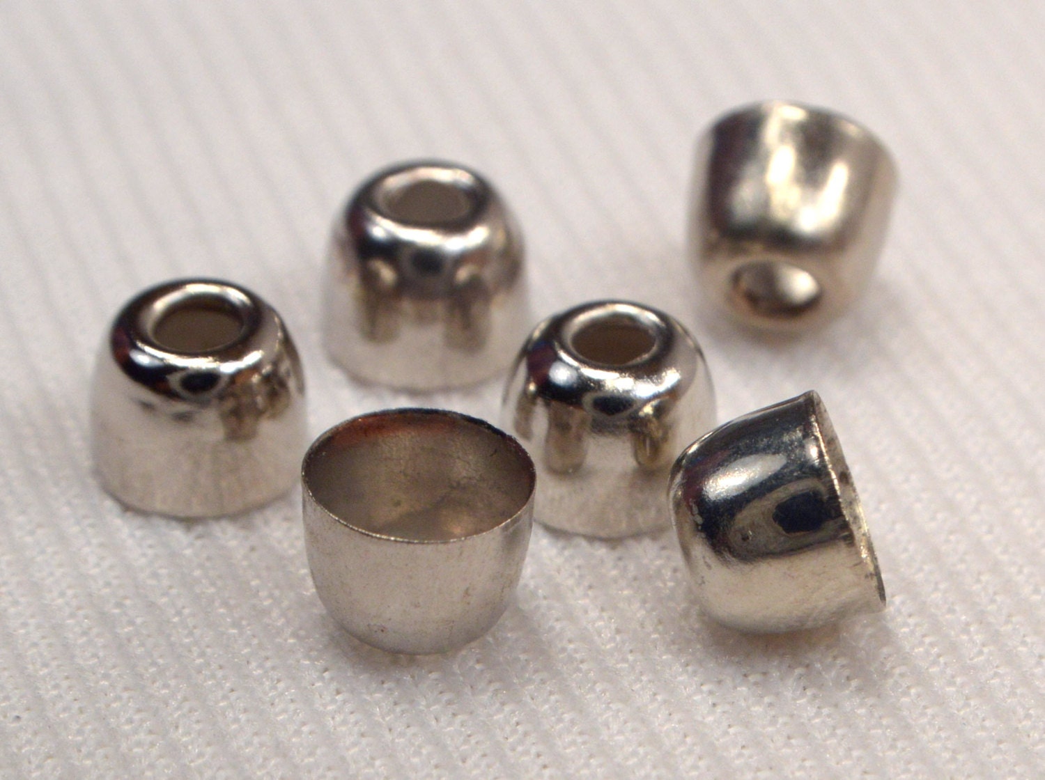 Silver Metal Caps 8 Loose Silver Bead Caps Jewelry Making