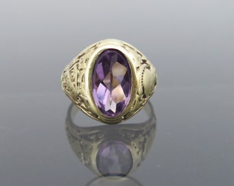 Reserved for Piyu Sen...2nd payment..Antique Tiffany & Co. 14K Solid YG Class Ring 1929 Hunter Collage NYC 2ct Natural Amethyst Size 5