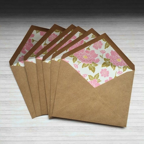 Items similar to Sale A2 Kraft Envelopes. Set of 6 Paper lined pointed