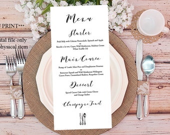 Items similar to Rustic wedding menu with burlap and recycled paper on Etsy