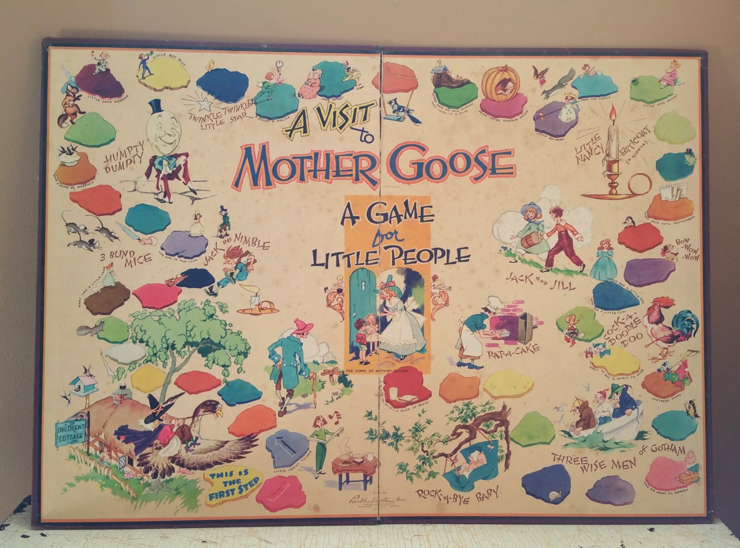 Mother Goose Game Board Parker Brothers 1947 A by GladStoneatHome