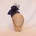 Stunning handmade pure silk deep blue ladies hat decorated with delicate flowers and tulle bow