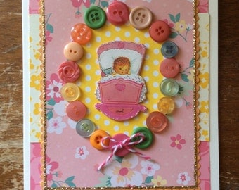 Congratulations Baby Girl Card * Baby Shower Card * Welcome Baby Girl * Mother to Be Card * New Grandparent Card * Its a Girl *CardsinStock