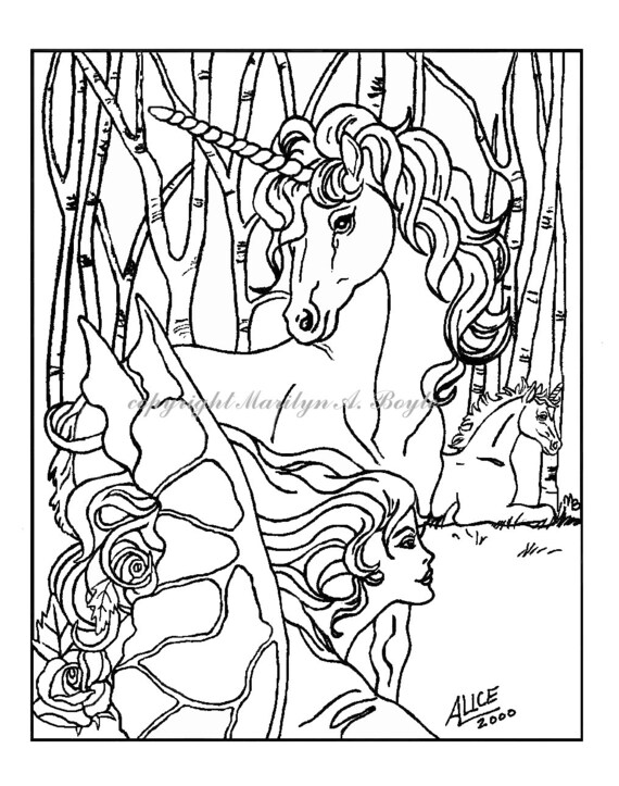 Download COLORING BOOK five PAGES fantasy pegasus unicorns