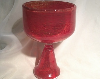 Hand Blown Glass Goblet / Chalice. One of a Kind Red Art Glass Chalice.