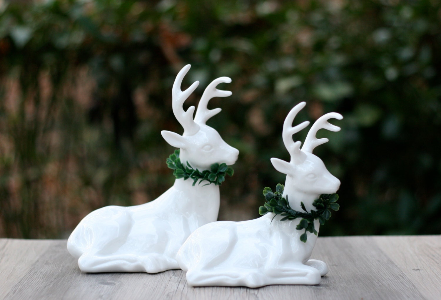 white christmas deer figurine