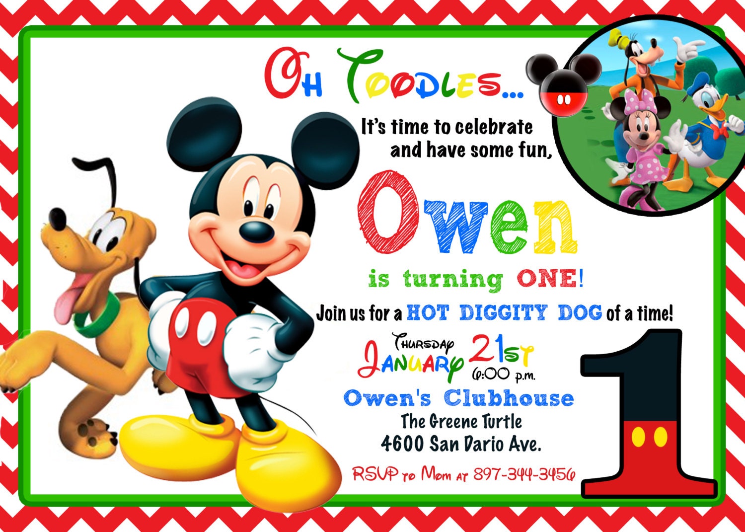 Mickey Mouse Clubhouse Birthday Invitations