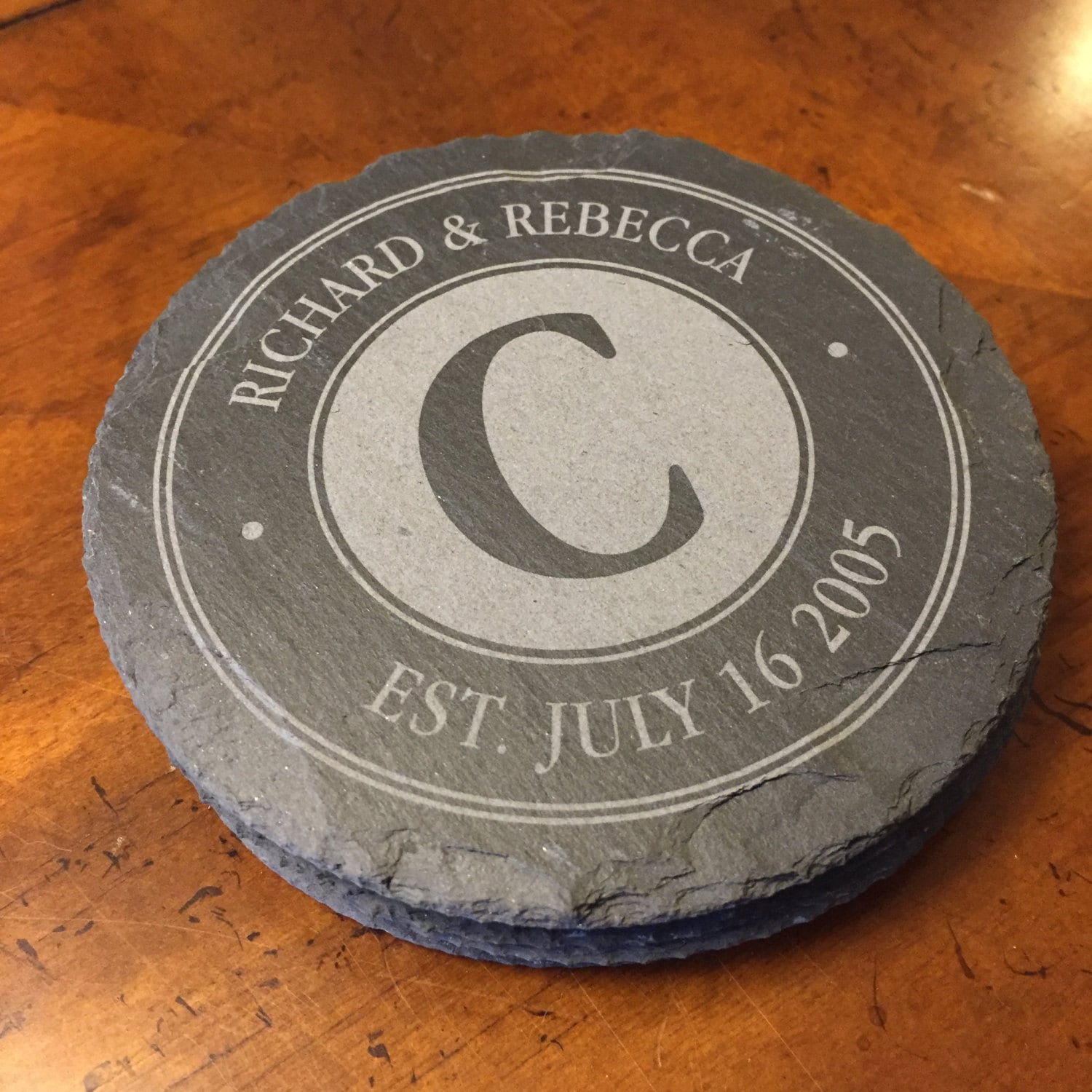 Personalized Slate Coasters Set of 4 Custom Engraved