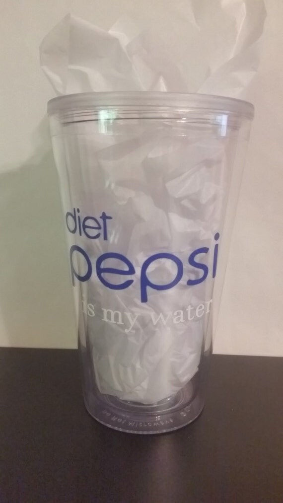 Diet Pepsi 16 ounce tumbler with straw