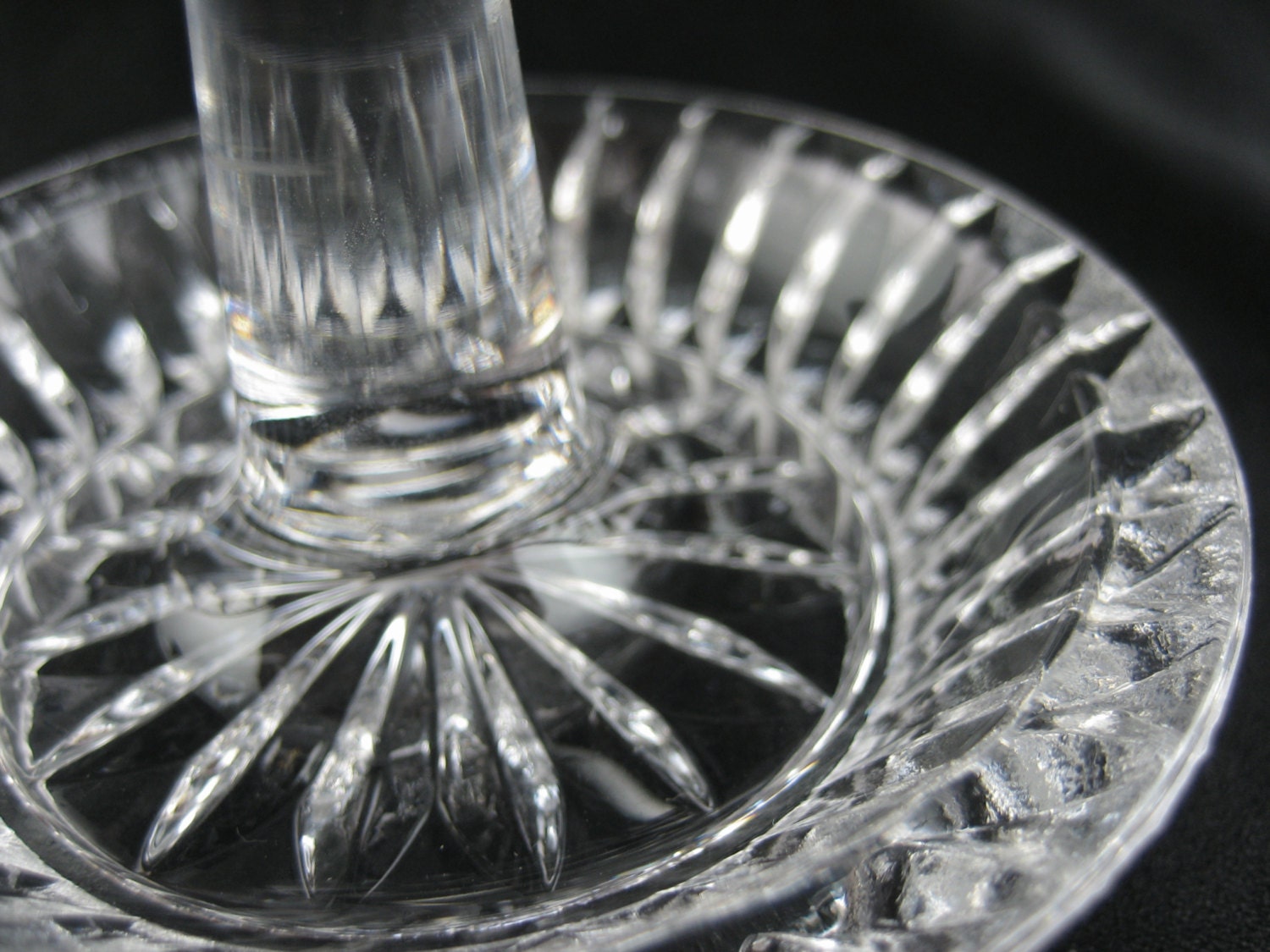 Vintage Crystal Pressed Glass Ring Dish Round Jewelry Holder