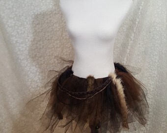 Furry Friend Inspired Costume, Teddy Bear Tutu, Brown and Black Tutu, Fur Tutu, Shaggy Layers, Comicon, Cosplay, Dress Up, Halloween, Party