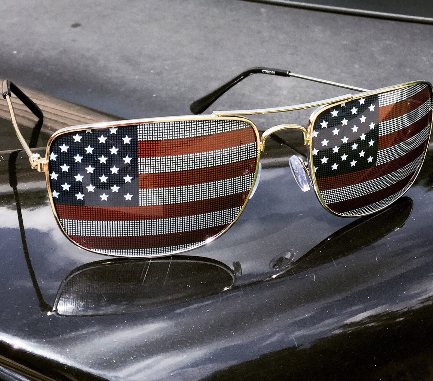 American Flag Aviator Sunglasses Silver Framesquare Lenses 