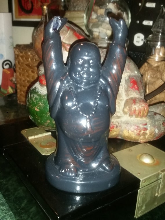 Glazed Ceramic Happy Buddha Figurine Statue