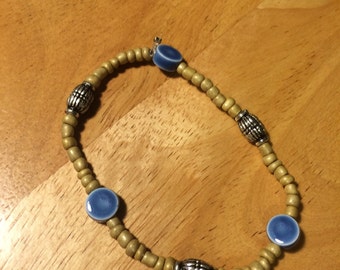 Blue Beads with sand color