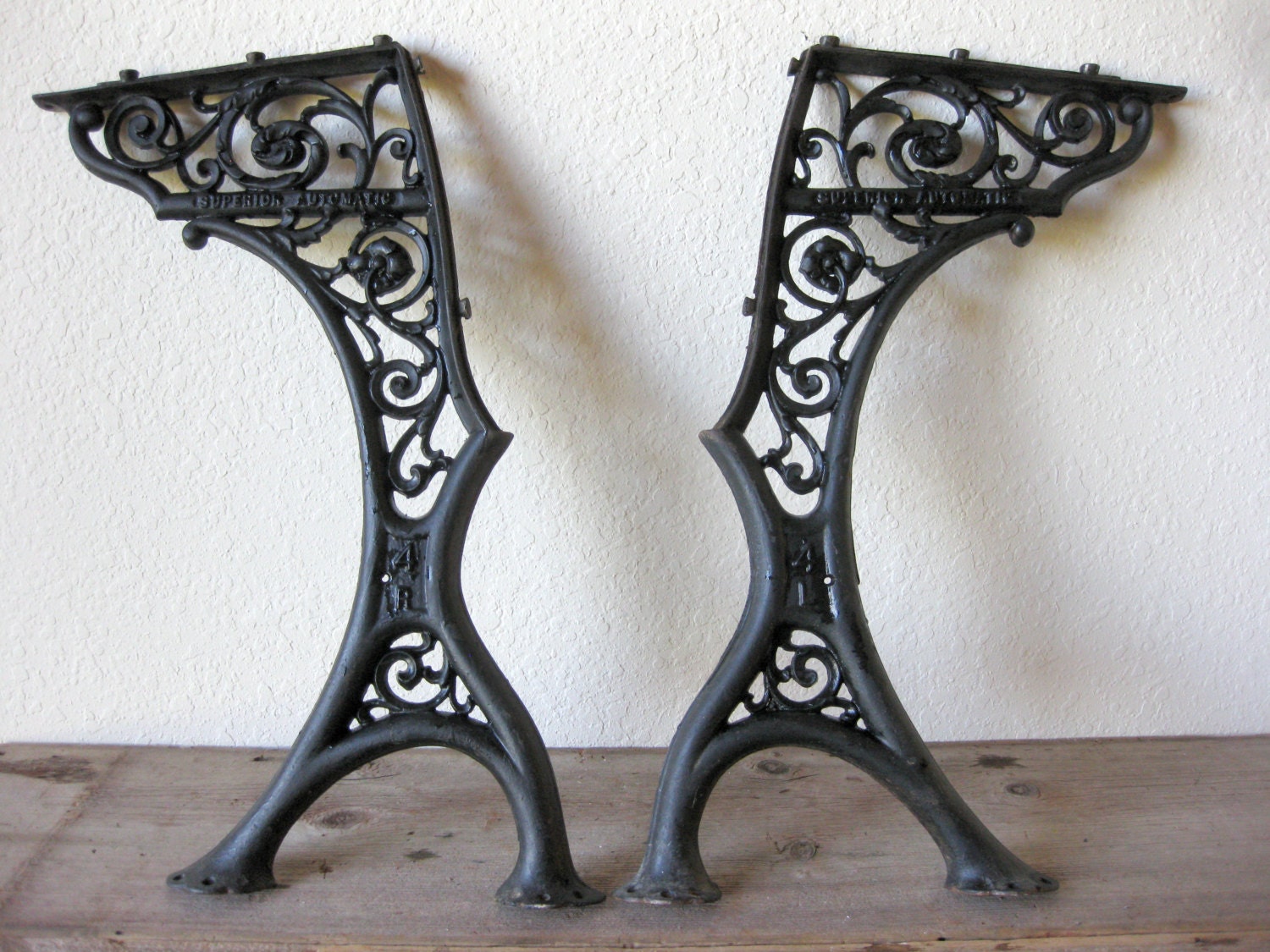 Vintage Superior Automatic Cast Iron School Desk Legs Ornate Steam