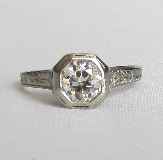 PLATINUM Antique .67 Carat Diamond Ring Gorgeous GIA by Ringtique