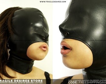 Leather Bondage Hood - Model Open Mouth 2017 - MATURE