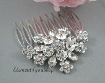 Bridal comb, Rhinestone hair comb, Wedding silver comb, Bride hair comb, Wedding head piece, Bridal rhinestone comb, Wedding headpiece comb