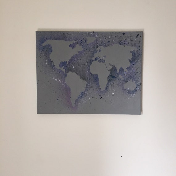 Paint Splatter World Map Canvas