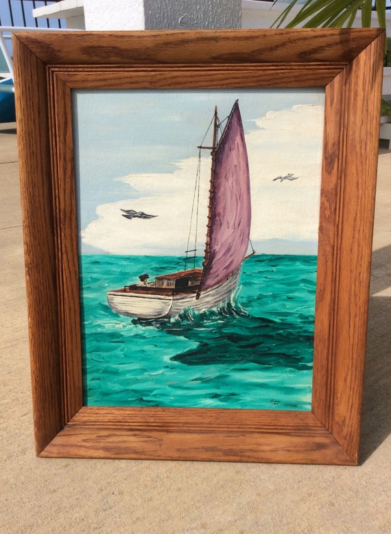 vintage sailboat framed art