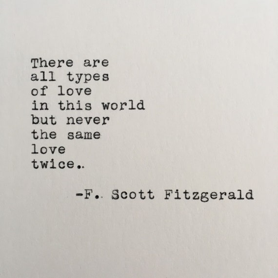 F. Scott Fitzgerald Love Quote Typed On Typewriter 4x6 White