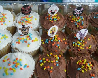 Five Nights at Freddy's Inspired Character Cupcake Toppers. 12 pack. Glossy or Matte. Special Orders Welcome.