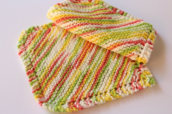 Hand Knit Dishcloths Knit Cotton Washcloth Kitchen Dishrag