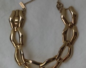 Vintage Monet bracelet silver tone links, safety chain