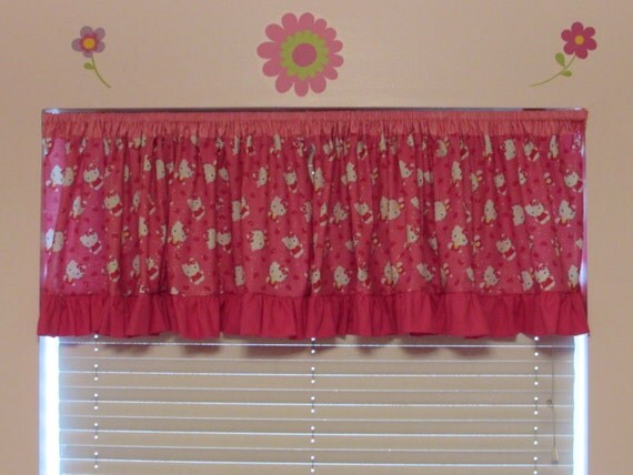  Hello kitty curtains ruffle polka dot valance satin