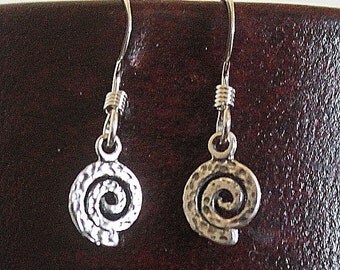 Teeny Tiny Spirals sterling silver dangle earrings petroglyph pictograph Shaman Native American rock art