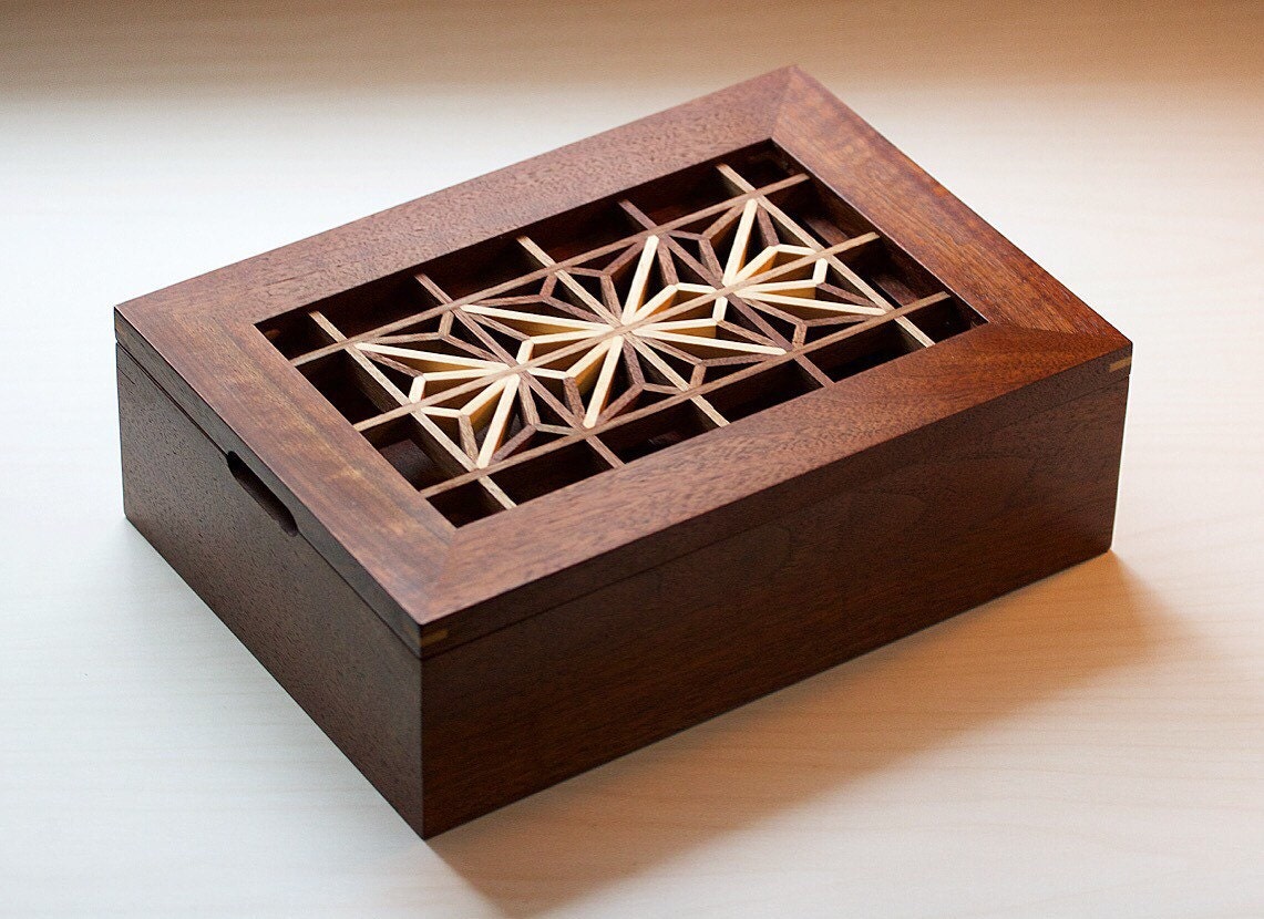 walnut and white pine kumiko jewelry box / valet box