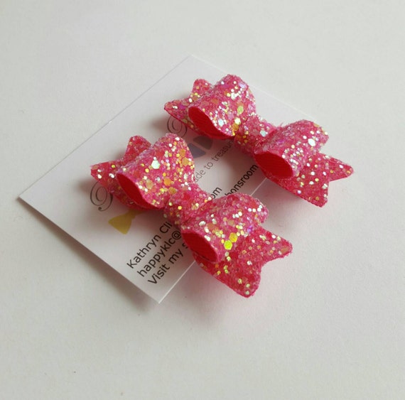 Pink glitter hair clips set of glitter Hair Clips pink hair