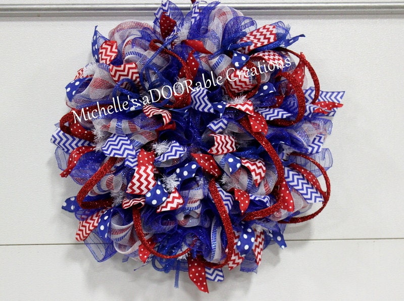 Patriotic Ribbon Wreath Red White and Blue Wreath Memorial