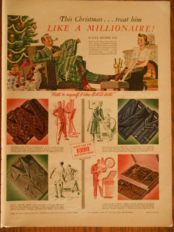 1940s Vintage perfect Christmas gift fancy guys pajama ad