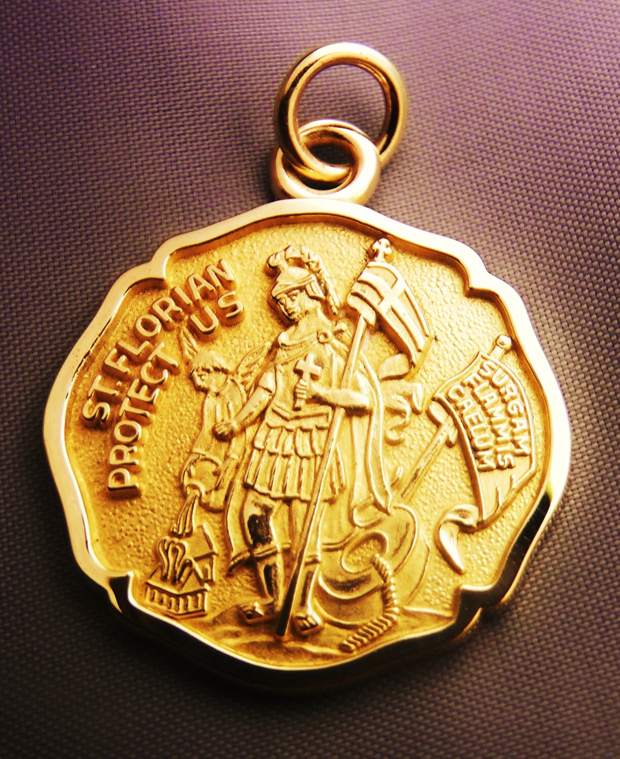 St Florian medal 14k gold patron saint of by SaintLouisKnightstik