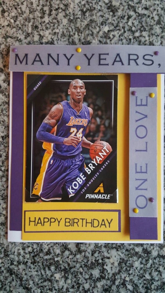 Items similar to LA Lakers Kobe Bryant Birthday card with a detachable