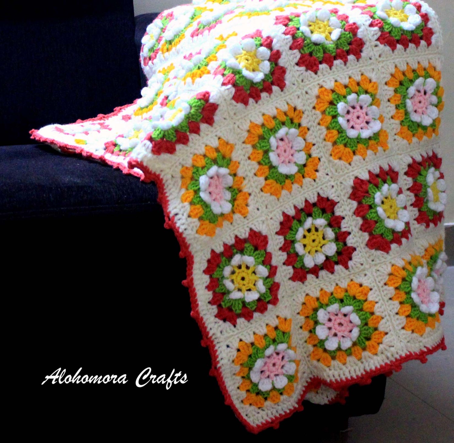 Crochet 3D flower granny square afghan / by Alohomoracrafts