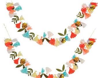 Floral Garland, Meri Meri Liberty Flower Bouquet Garland, Spring Party Decor, Party Supplies, Mother's Day Decor, Paper Flower Banner
