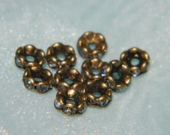Brass Rhinestone Spacer Beads - Grade AAA - 10pcs