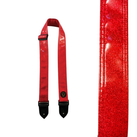 GLITTER Guitar Strap Red PVC