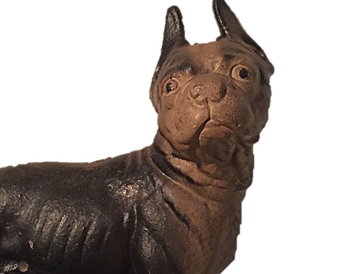 Vintage Cast Iron Boston Terrier Door Stop - Antique Dog Figurine