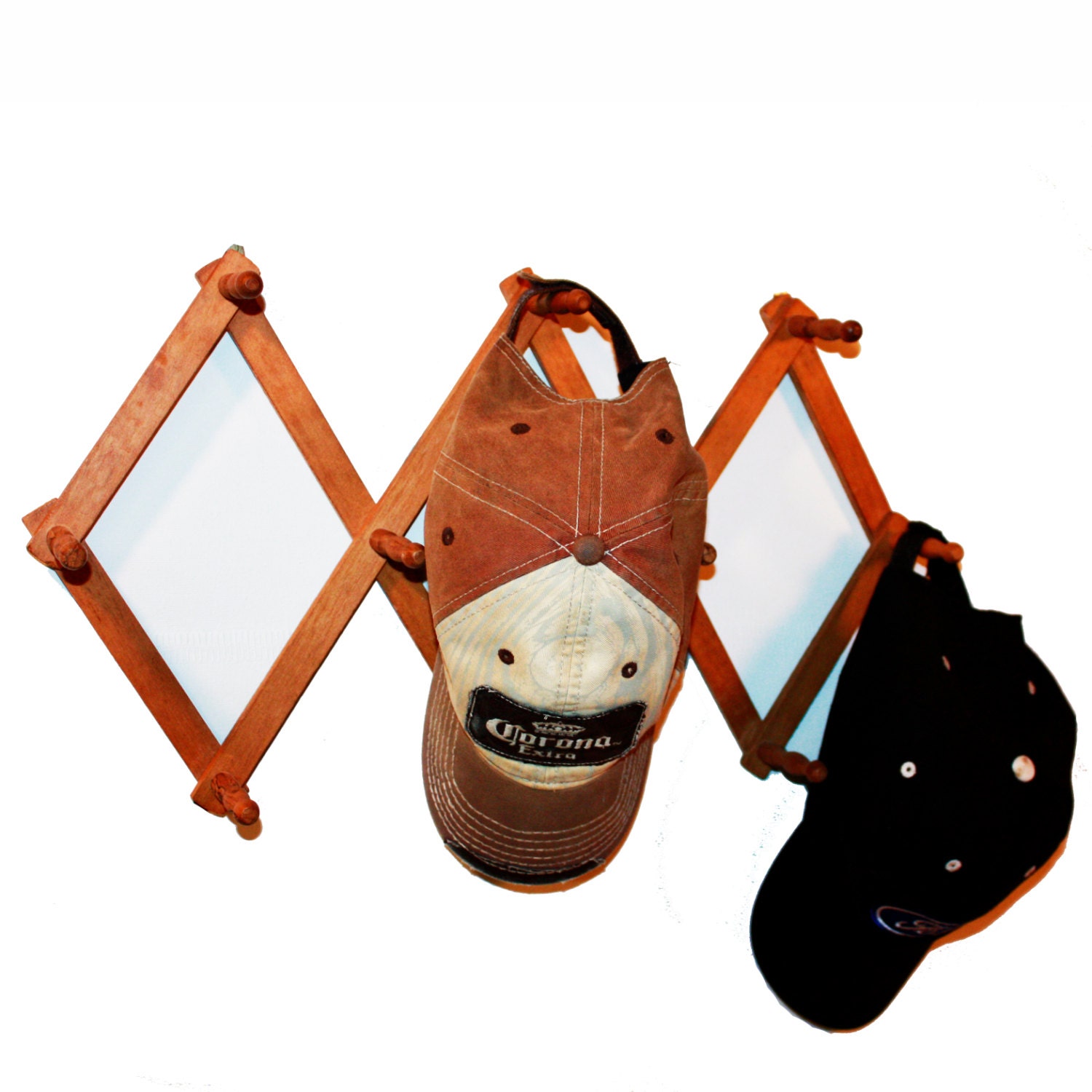 Hat Rack, Key Holder, Accordion Peg Coat Rack, Wooden Pegs, Country