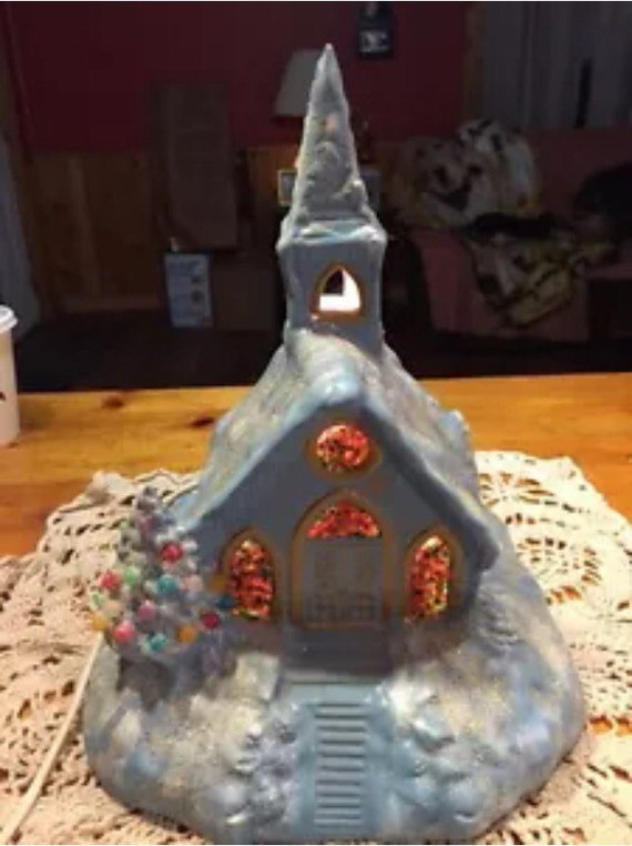 Items similar to Vintage Ceramic Light Up Church on Etsy